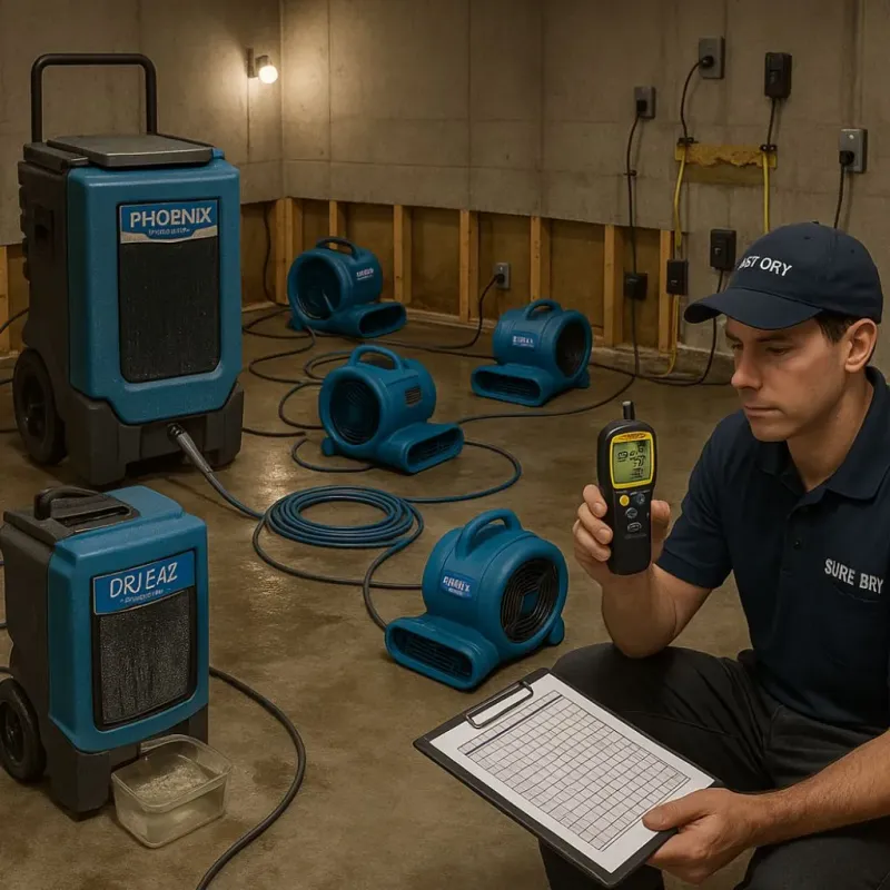 Structural Drying and Dehumidification process in Tyro, NC